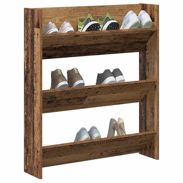vidaXL Seinäkenkäkaappi vanha puu 80x18x90 cm tekninen puu