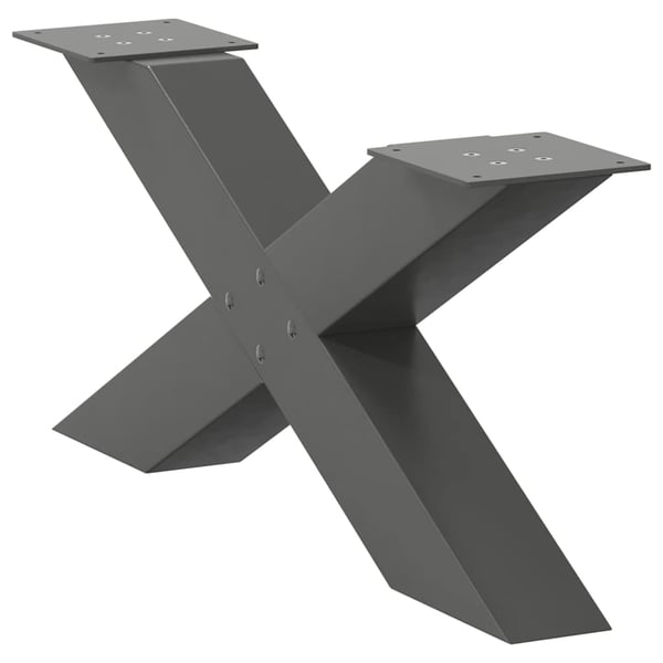 vidaXL Salongbordben X-formet 2 stk antrasitt 70 x (30-31) cm stål