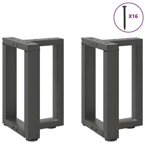 vidaXL Salongbordben T-formet 2 stk antrasitt 38x25x(42-43) cm stål
