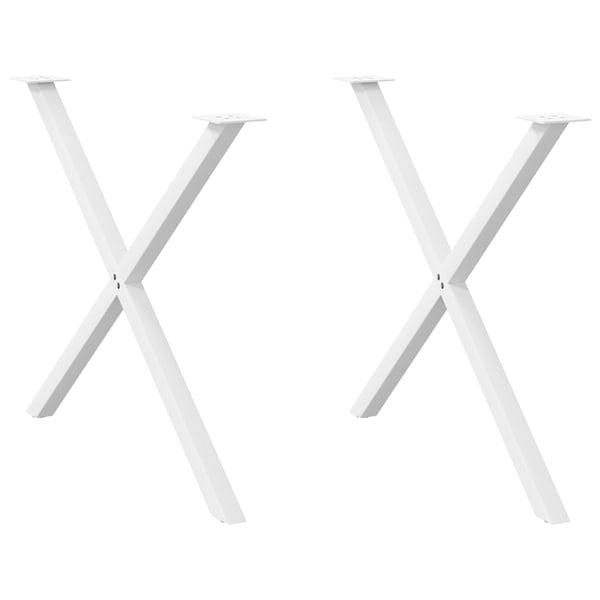 vidaXL Spisebordsben X-formet 2 stk. 90x(72-73) cm stål hvid