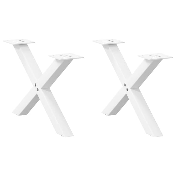 vidaXL Salongbordben X-formet 2 stk hvit 60 x (30-31) cm stål
