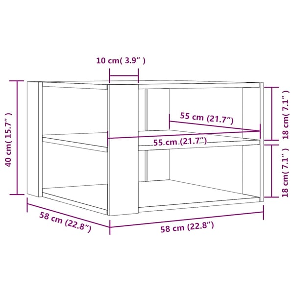 vidaXL Salongbord gammelt tre 58x58x40 cm konstruert tre