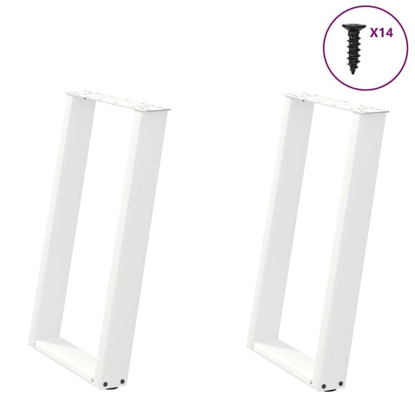 vidaXL Spisebordben U-formet 2 stk hvit 60 x (72-73) cm stål
