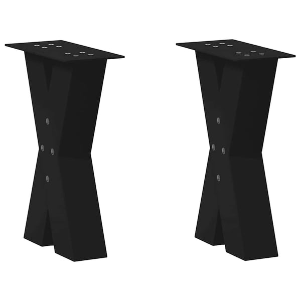 vidaXL Salongbordben X-formet 2 stk svart 28 x (42-43) cm stål