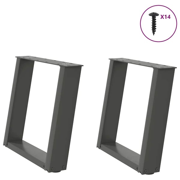 vidaXL sofabordsben U-formet 2 stk. antracit 50x(42-43) cm stål
