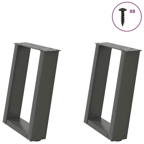 vidaXL Salongbordben U-formet 2 stk antrasitt 28 x (42-43) cm stål