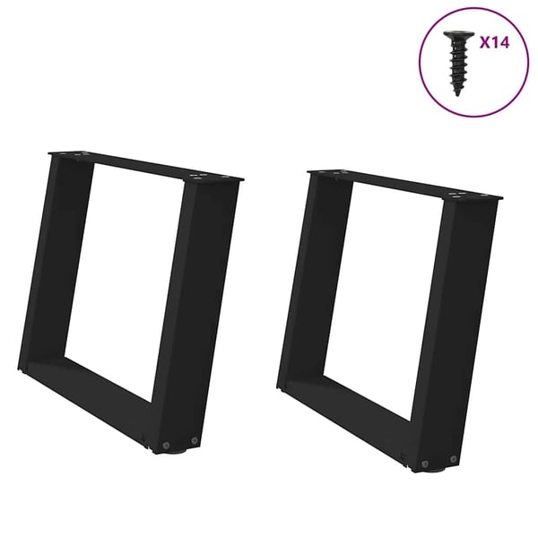 vidaXL Salongbordben U-formet 2 stk svart 60 x (42-43) cm stål