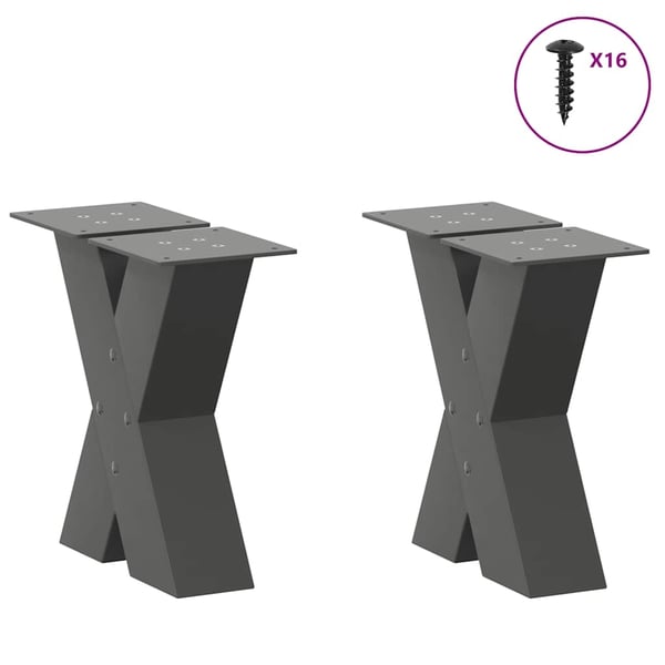 vidaXL sofabordsben X-formet 2 stk. antracit 40x(30-31) cm stål