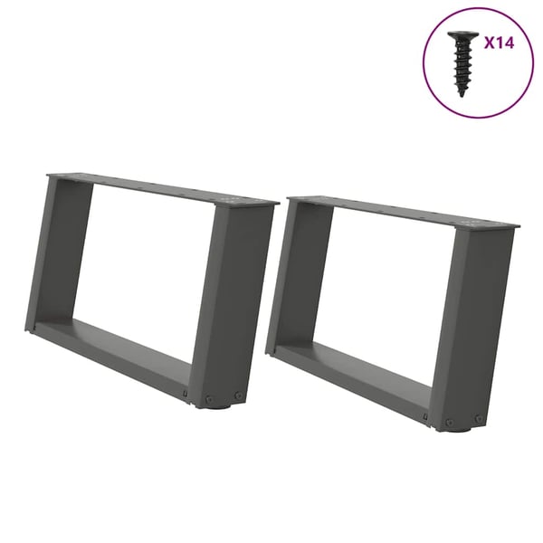 vidaXL Salongbordben U-formet 2 stk antrasitt 70x(30-31) cm stål