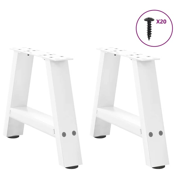 vidaXL sofabordsben A-formet 2 stk. hvid 40x(30-31) cm stål