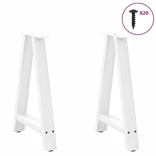 vidaXL Spisebordben A-formet 2 stk hvit 50x(72-73) cm stål