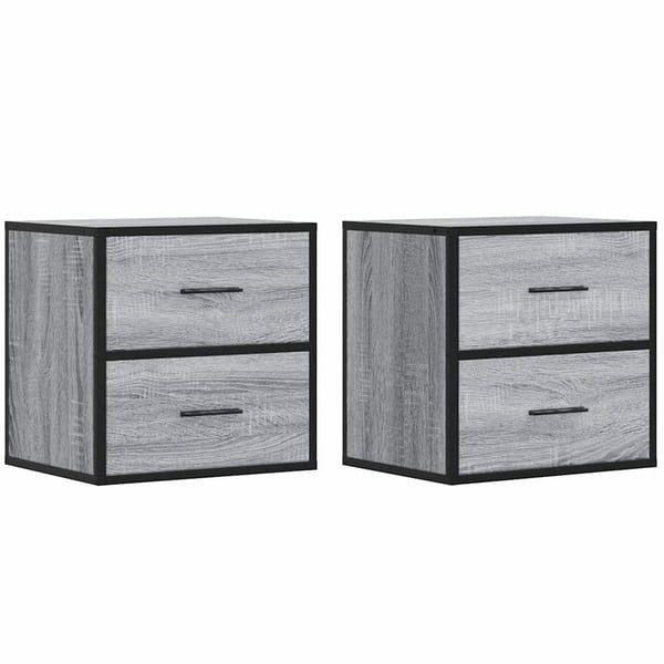 vidaXL Veggmonterte nattbord 2 stk grå sonoma 40x31x39,5 cm