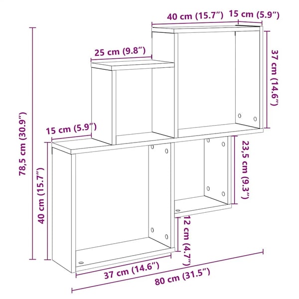 vidaXL Væghylde håndværk egetræ 80x15x78,5 cm spånplade