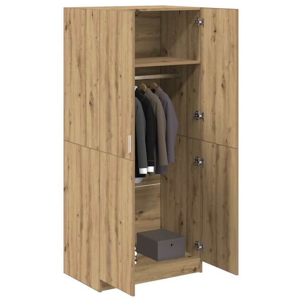 vidaXL klædeskab 80x52x180 cm konstrueret træ egetræslook