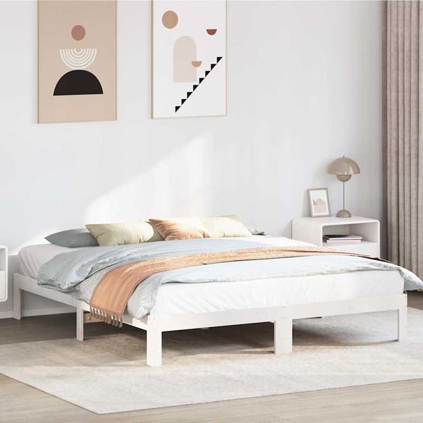 vidaXL Sengeramme uten madrass hvit 160x200 cm heltre furu