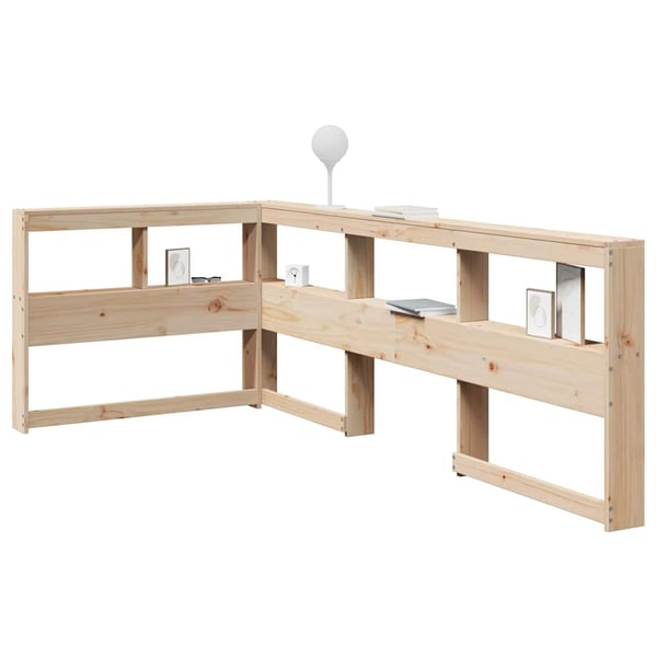 vidaXL Bokhylle sengegavl L-formet 80 cm heltre furu
