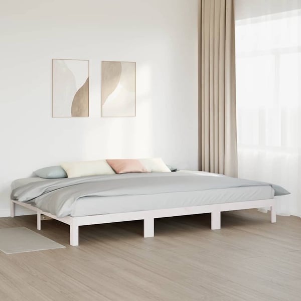 vidaXL Familiesengeramme uten madrass hvit 240x200 cm heltre furu