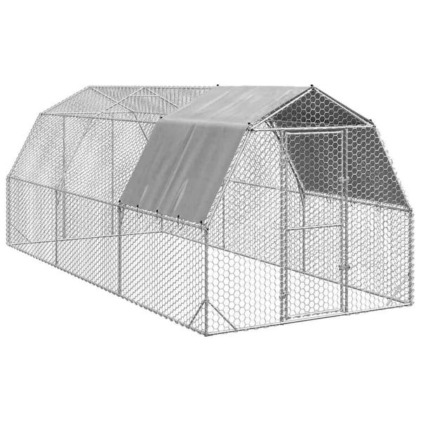 vidaXL hønsegård med tag 2,5x6x2,25 m galvaniseret stål