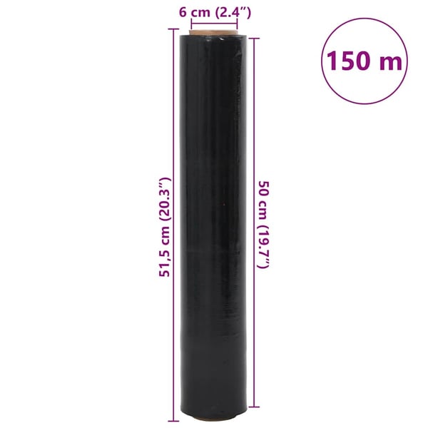 vidaXL Strækfilm 2 pcs sort 30 μm 50 cm x 150 m