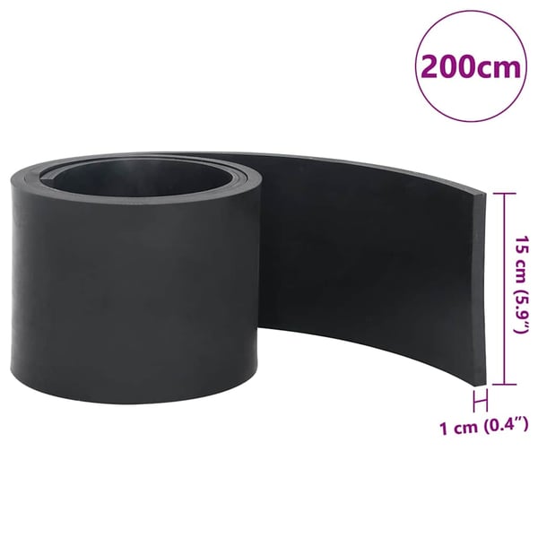 vidaXL gummikant til sneplov 200x15x1 cm sort