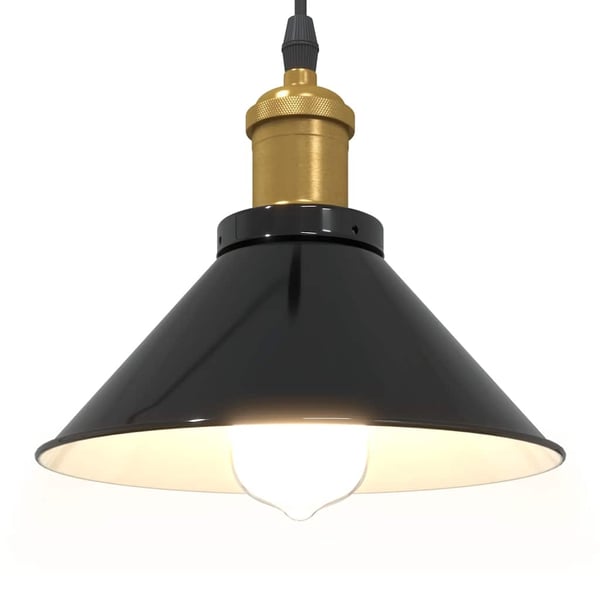 vidaXL Pendellampe høydejusterbar E27 glans svart Ø 22 cm metall