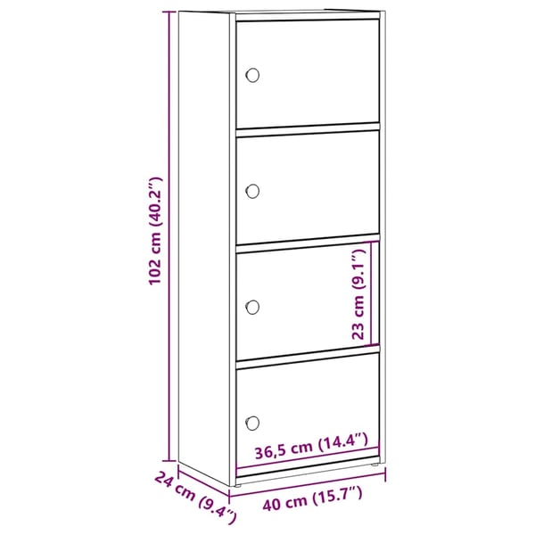 vidaXL Bokhylle betonggrå 40x24x102 cm konstruert tre