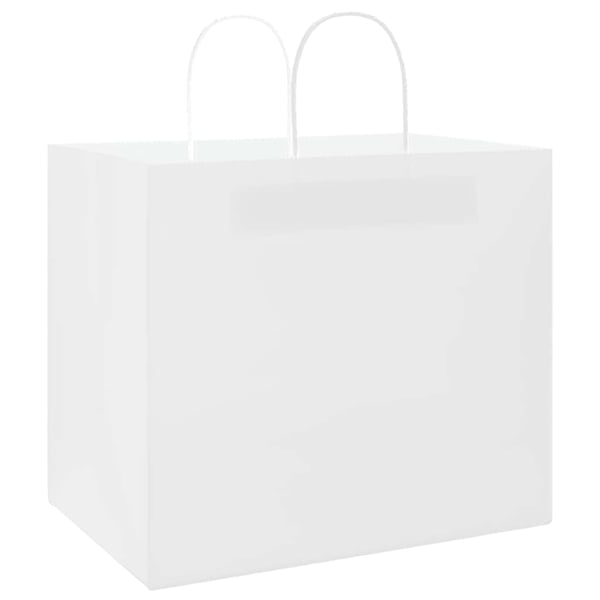 vidaXL Papirposer 250 stk med håndtak hvit 32x22x28 cm