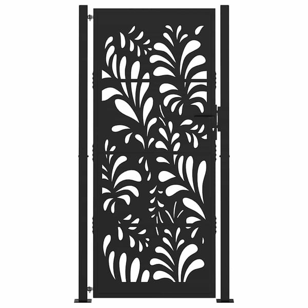 vidaXL havelåge sort 100x200 cm stål bølgedesign