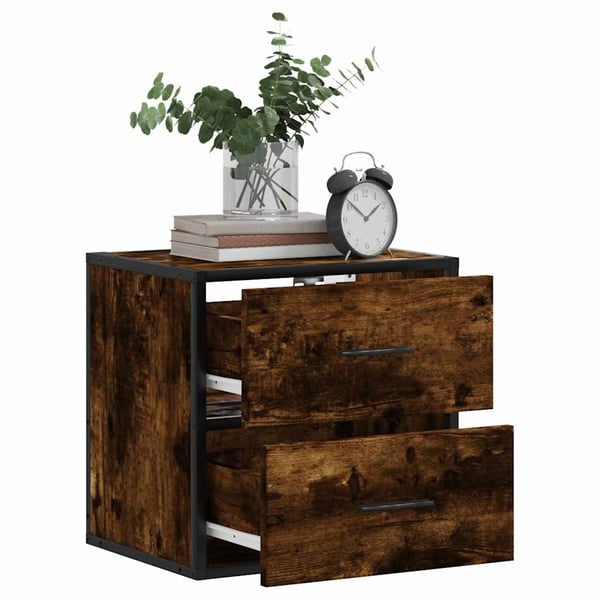 vidaXL Veggmontert nattbord røkt eik 40x31x39,5 cm