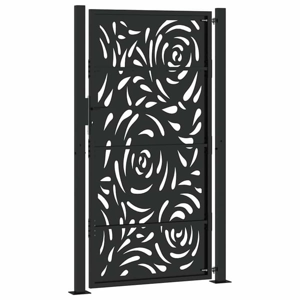 vidaXL Hageport svart 105x180 cm stål flammedesign