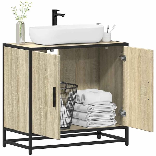 vidaXL Baderomsskap Sonoma eik 65x33x60 cm konstruert tre