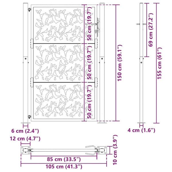 vidaXL havelåge 100x150 cm vejrbestandigt stålbladdesign
