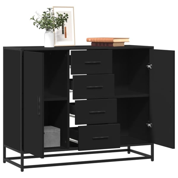 vidaXL skænk 92x35x76 cm konstrueret træ sort