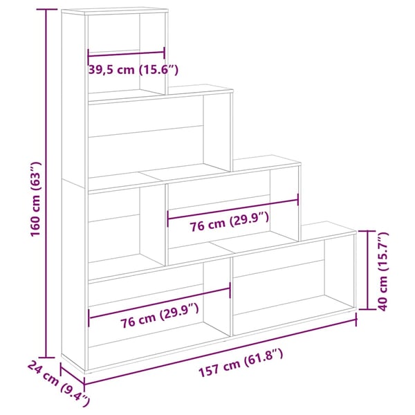 vidaXL bogreol 157x24x160 cm konstrueret træ kunsteg