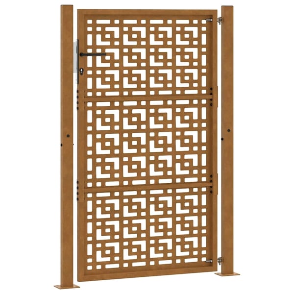 vidaXL Puutarhan portti 100x150 cm säänkestävä teräs ristikuvio