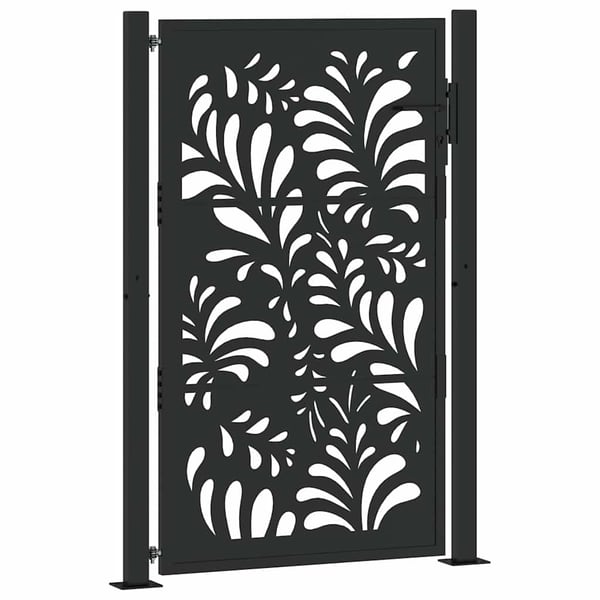 vidaXL Hageport svart 100x150 cm stålbølgedesign
