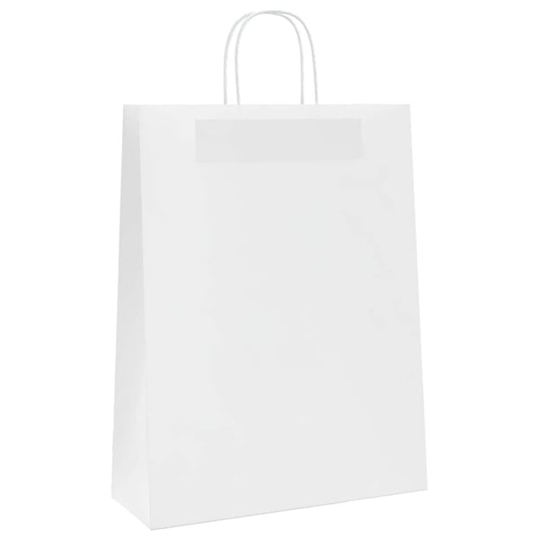 vidaXL Papirposer 250 stk med håndtak hvit 32x12x42 cm