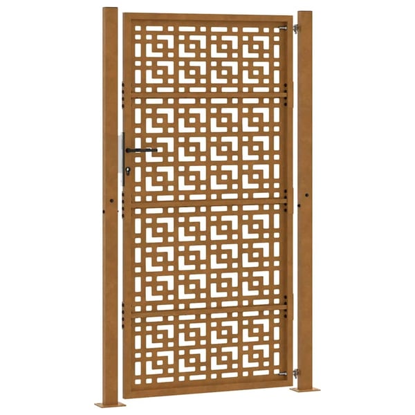 vidaXL Puutarhan portti 100x175 cm säänkestävä teräs ristikuvio