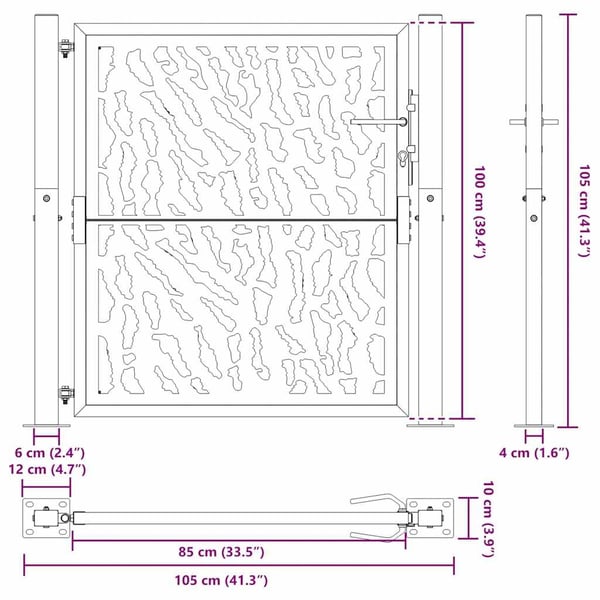vidaXL Hageport 100x100 cm værbestandig stålspordesign