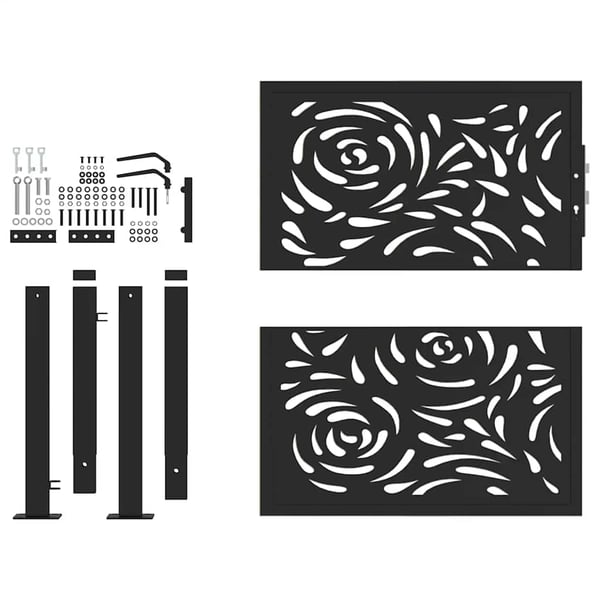 vidaXL havelåge sort 100x100 cm stål flammedesign