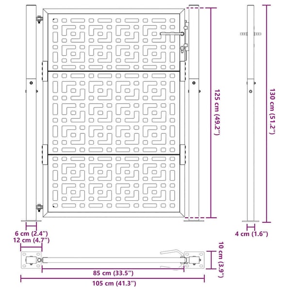 vidaXL havelåge sort 100x125 cm stål krydsdesign
