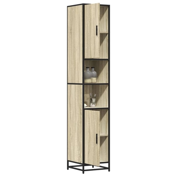 vidaXL Baderomsskap sonoma eik 35x37,5x188,5 cm konstruert tre metall