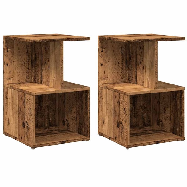 vidaXL Yöpöydät 2 kpl vanha puu 35x35x55 cm lastulevy
