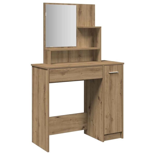 vidaXL Sminkebord med speil artisan eik 86,5x35x136 cm