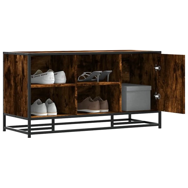 vidaXL Skobenk røkt eik 100x40x53,5 cm konstruert tre og metall