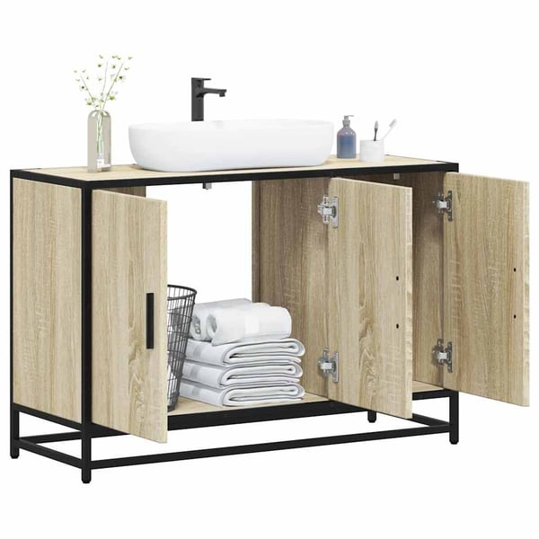 vidaXL Baderomsskap Sonoma eik 90x33x60 cm konstruert tre