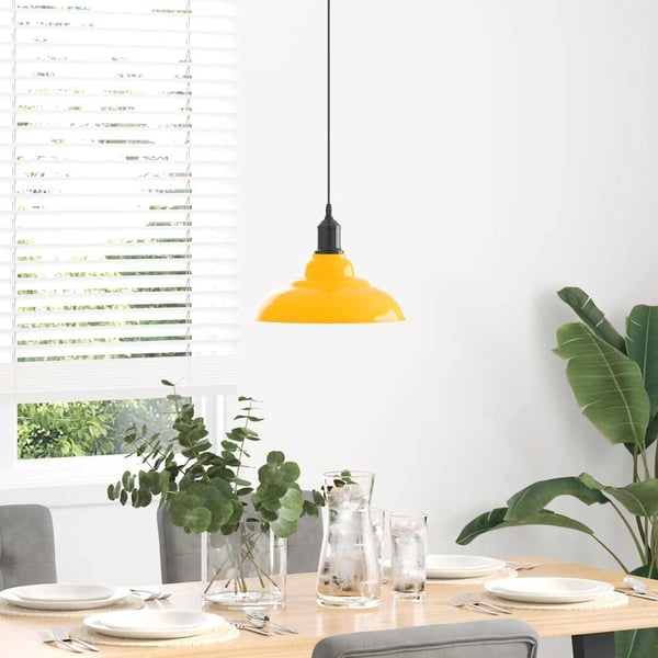 vidaXL Pendellampe høydejusterbar E27 glans gul Ø 31 cm metall