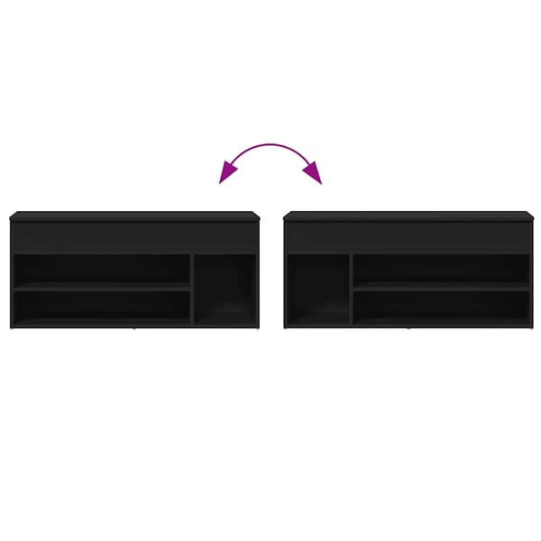 vidaXL Skobenk svart 102x30,5x45 cm konstruert tre