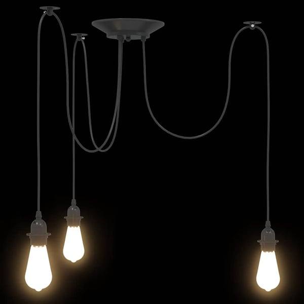 vidaXL pendellampe med 3 lampeholdere E27 metal sort