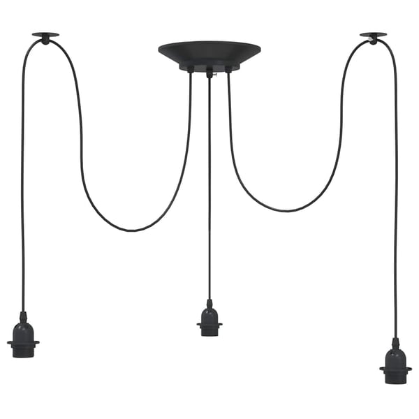 vidaXL pendellampe med 3 lampeholdere E27 metal sort